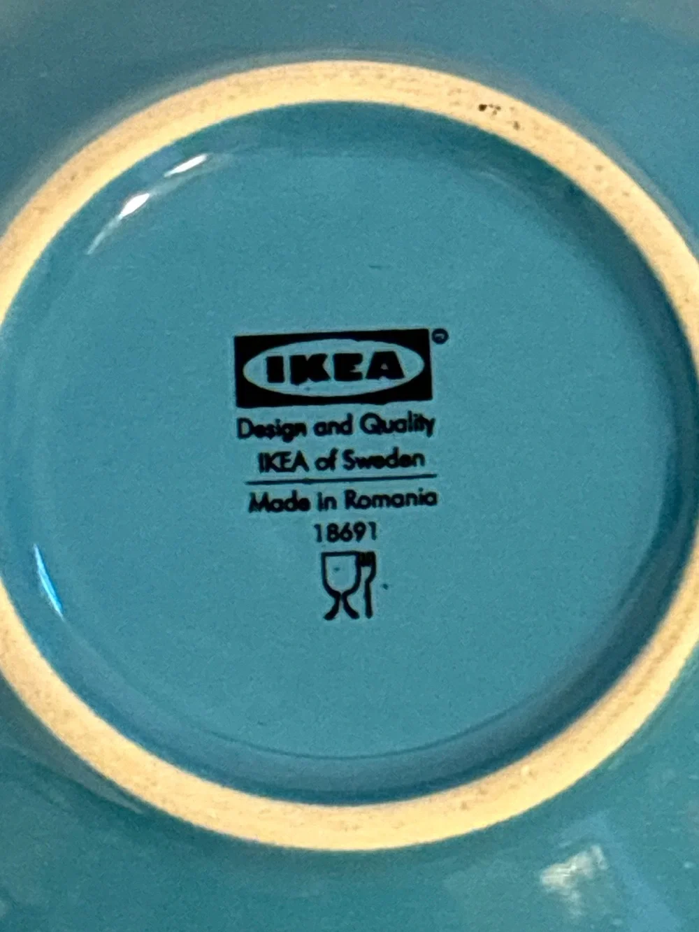 IKEA 18691 Turquoise Blue Ceramic Bowl Made in Romania Retired